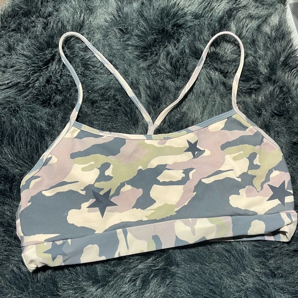 Monrow Camo Star Sports Bra, Sz M